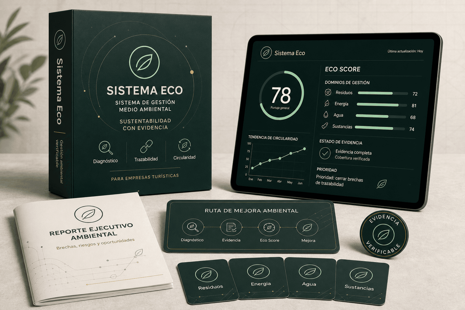 Kit ejecutivo Sistema Eco con cajita física y dashboard digital de resultados